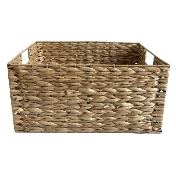 Large Tan Wicker Storage Basket Crate with Handles Home Organizer 15"x11.5"x7.5” - Picture 5 of 6